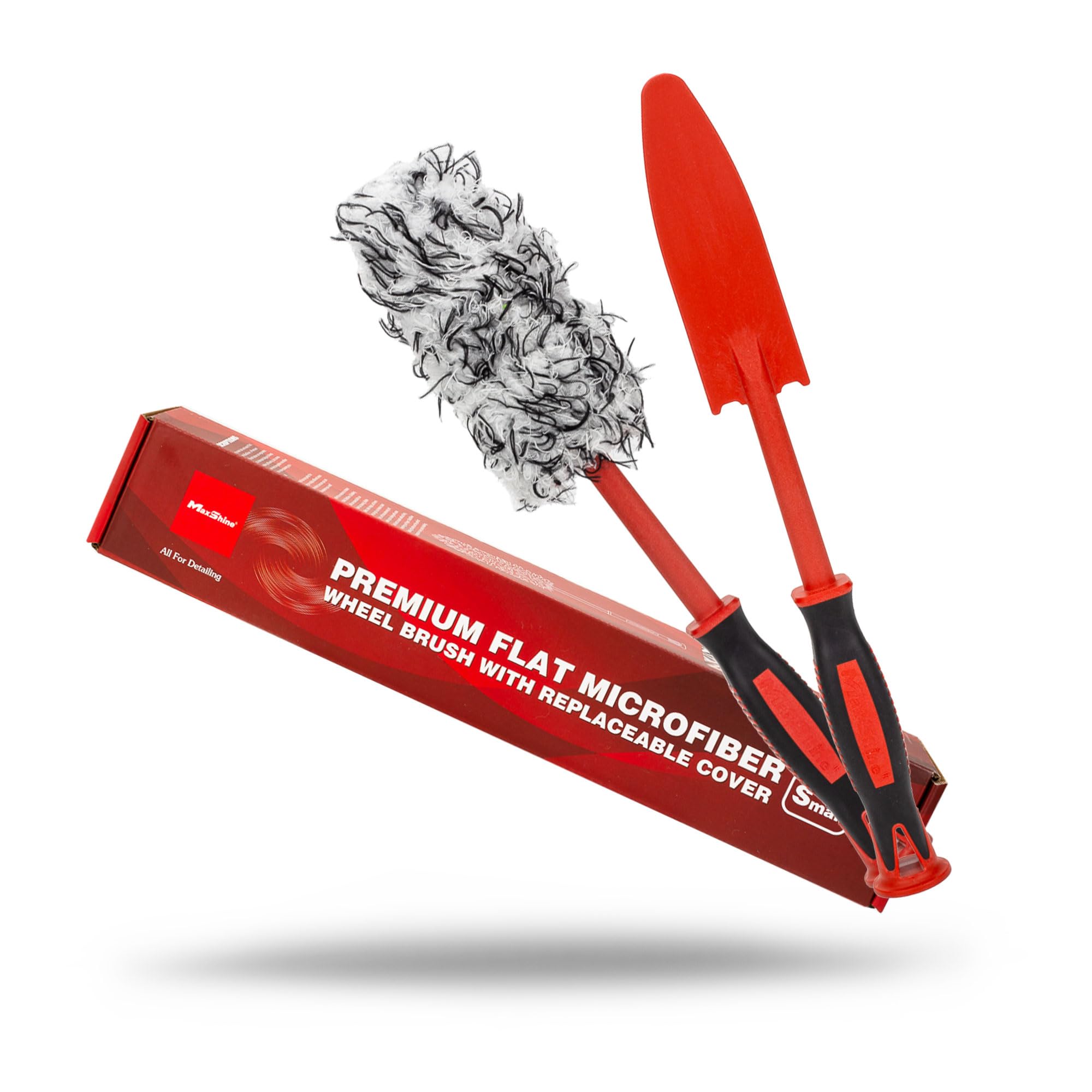 Maxshine Small Universal Purple & White Premium Flat Microfiber Brush – Detailing Tool for Tight Spaces – Removable Head with Extra Covers – Interior Cleaning Accessory