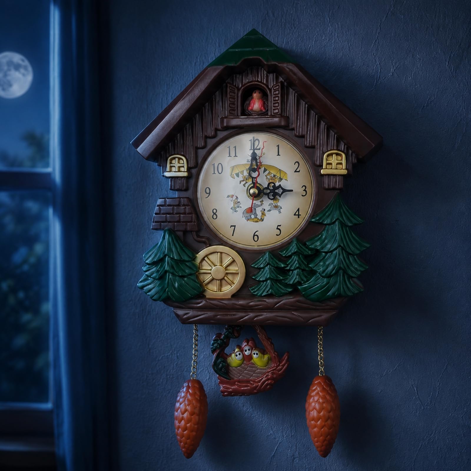 Horloge Oiseau en Forme Silencieuse Horloge à Oiseau Analogique pr Enfants, Chambre d'enfant