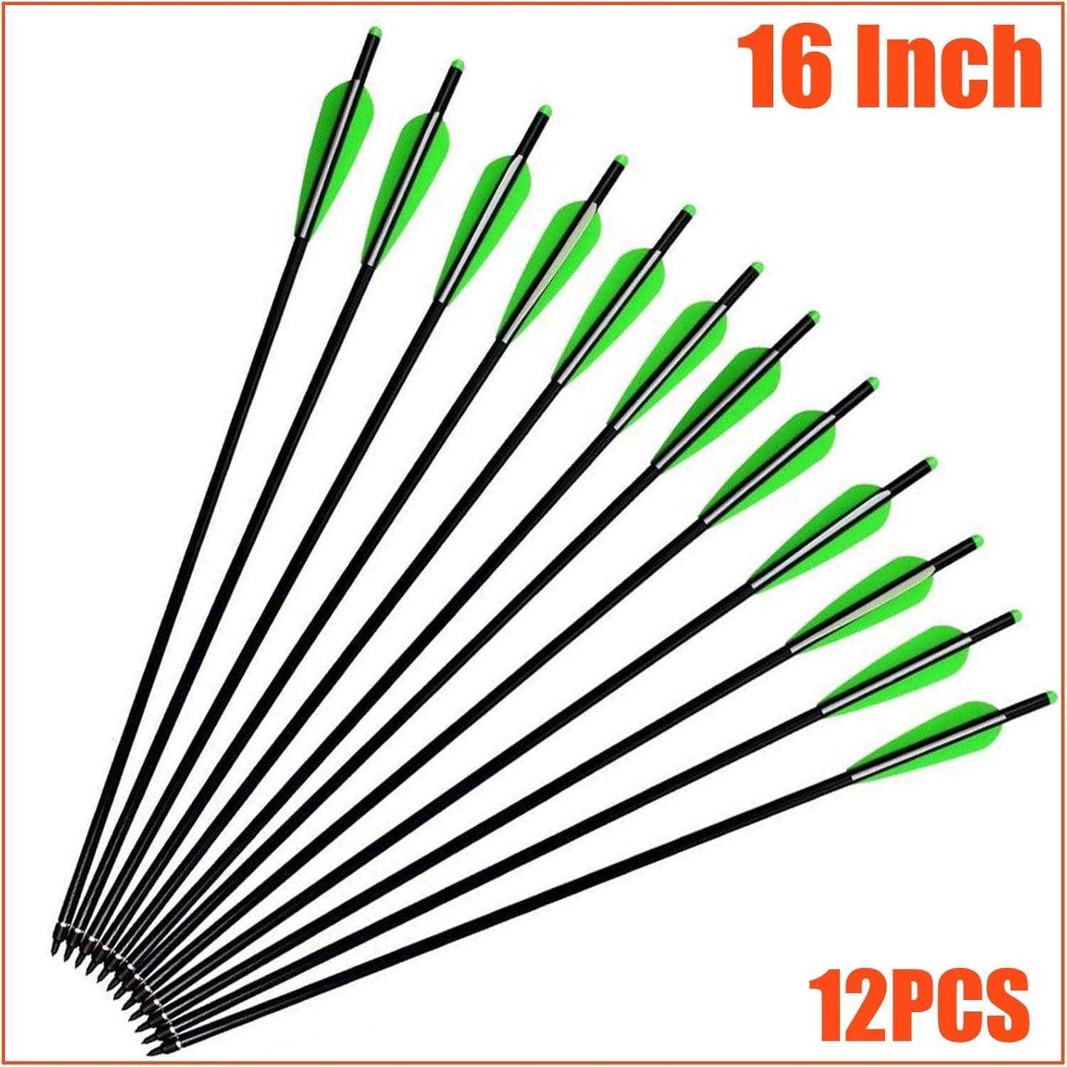 Crossbow Bolts Aluminum Arrows 16 18 20 22 inch Half Moon Nock 4 inch Vanes for Outdoor Hunting Pack of 12