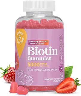 Vitajoy Biotin 2500mcg Gummies - 60 Gummies | Hair, Skin & Nail Support | Strawberry Flavour | Naturally Sourced | Gluten-free, Yeast free & Gelatin Free