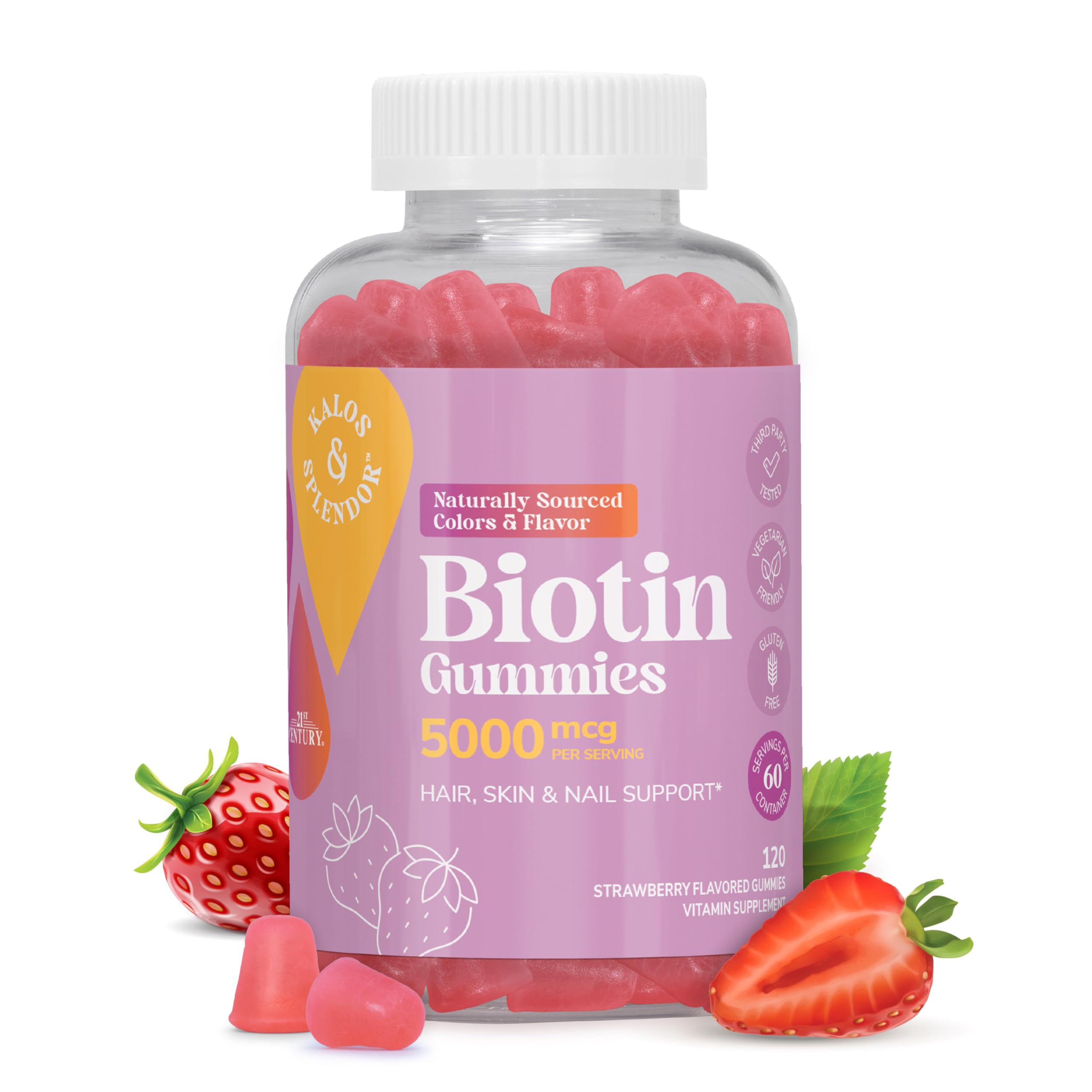 Vitajoy Biotin 2500mcg Gummies - 60 Gummies | Hair, Skin & Nail Support | Strawberry Flavour | Naturally Sourced | Gluten-free, Yeast free & Gelatin Free