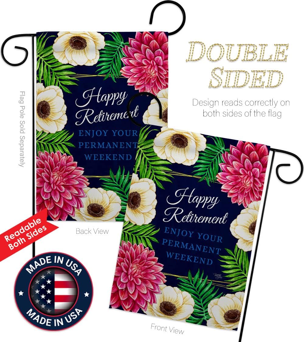 Breeze Decor Enjoy Garden Flag Celebration Happy Retired Veteran Congratulations Occasion Anniversary Party House Decoration Banner Small Yard Gift Double-Sided, Made in USA