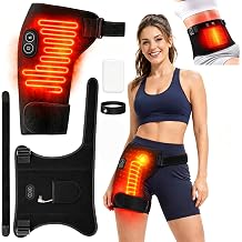 2-in-1 Hip Heating Pad with Massage for Pain Relief &amp; Sciatica Support, Wearable Adjustable Hip &amp; Thigh Brace with 5000ml Portable Power Bank, Women Men Heated Hip Brace for Home Office