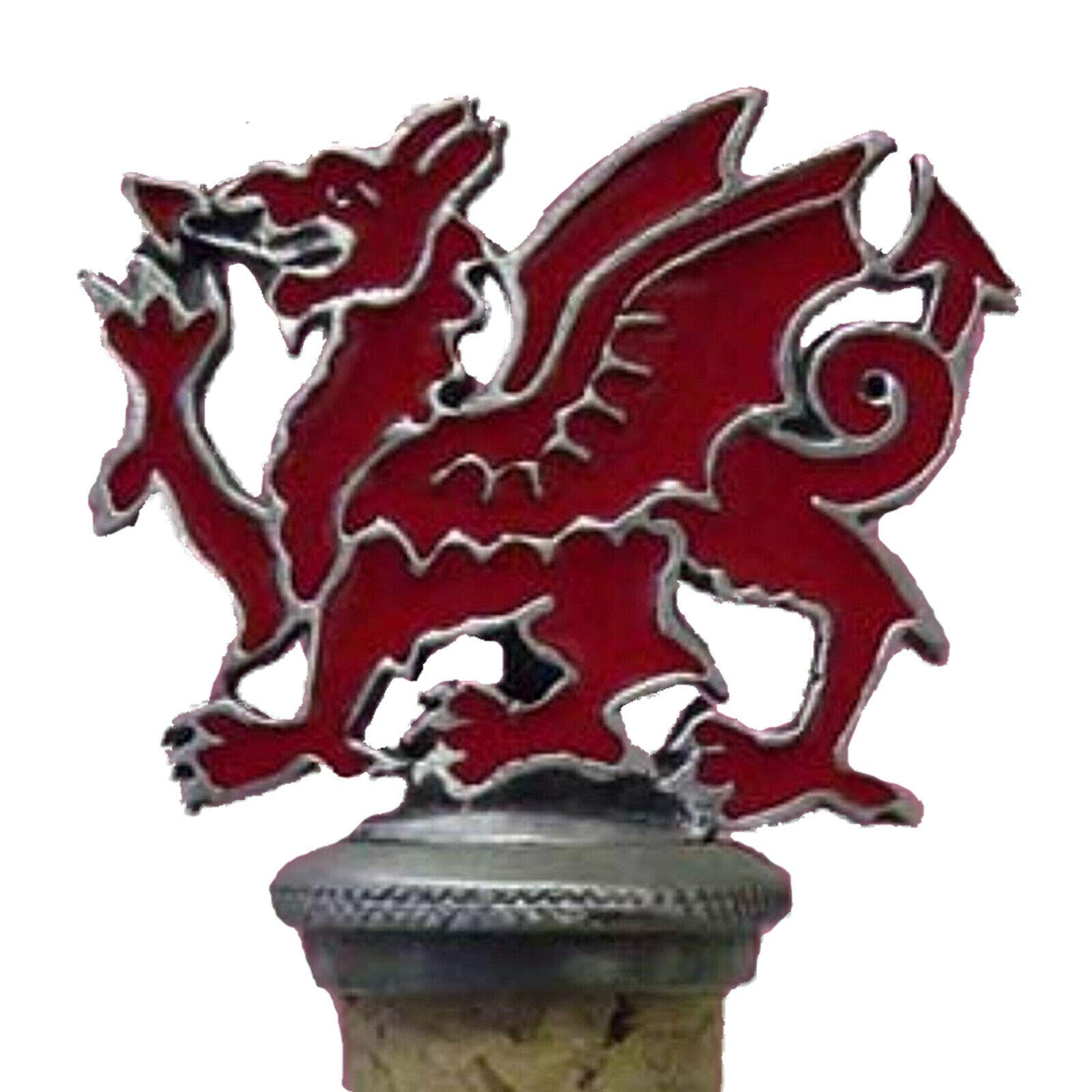 Smartbadge® Red Dragon Welsh Crafted In Enamel And Pewter Bottle Stopper/Wine Saver + 59mm Button Badge