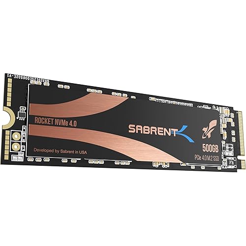 SABRENT 500GB Rocket Nvme PCIe 4.0 M.2 2280 Internal SSD Maximum Performance Solid State Drive (Latest Version) (SB-ROCKET-NVMe4-500).
