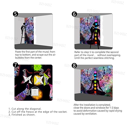 Miniatura 6 de Papel tapiz bohemio de siete chakras, mandala bohemio, murales espirituales, yoga, meditación, decoración de habitación, habitación, sala de estar,