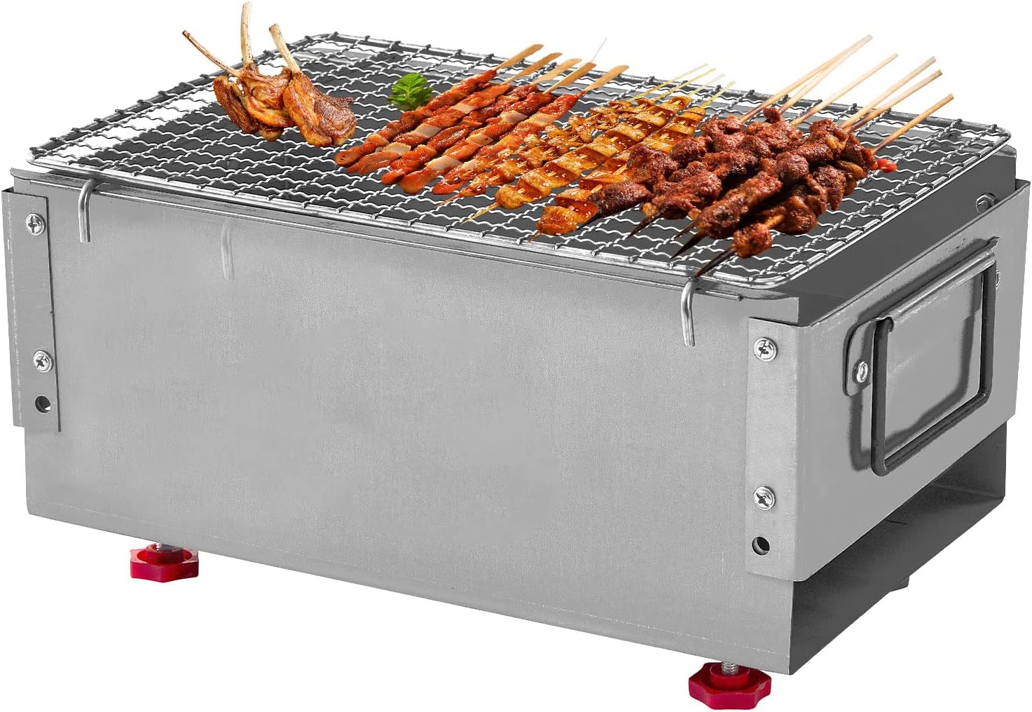 Portable Charcoal Grill Stainless Steel BBQ Grill with Foldable Stand