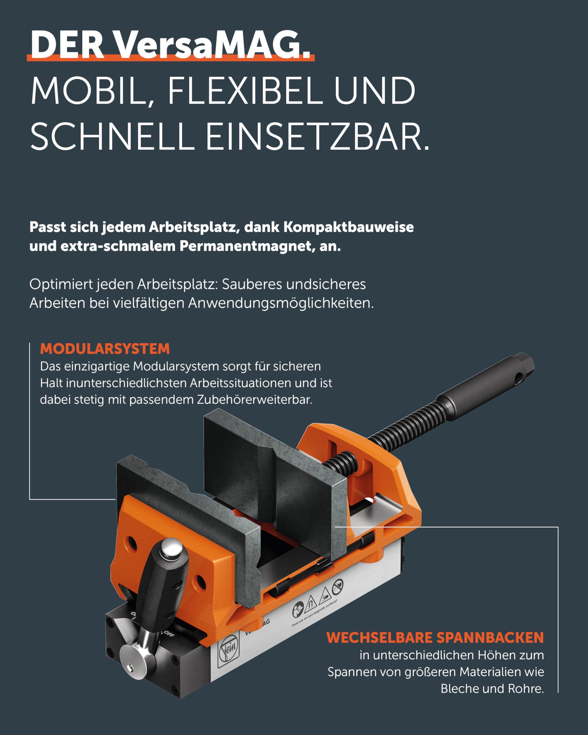 FEIN Erhöhungsbacken 60 mm I Schraubstock Backen für FEIN VersaMAG I Schraubstock Schutzbacken I Geeignet für Flach- & Rundmaterialien bis ⌀ 100 mm