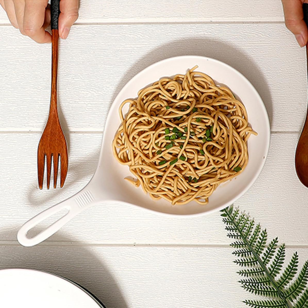 2pcs Handheld Pasta Plate with Handle, Large Melamine Serving Dish