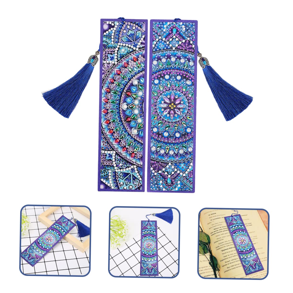 HOMSFOU 2 Set Segnalibri Artigianali Con Strass Diy Kit Decorativo Per Creatori Segnalibri Mandala Facile Personalizzare Per Amanti Della E Accessori 2 Pezzi*2