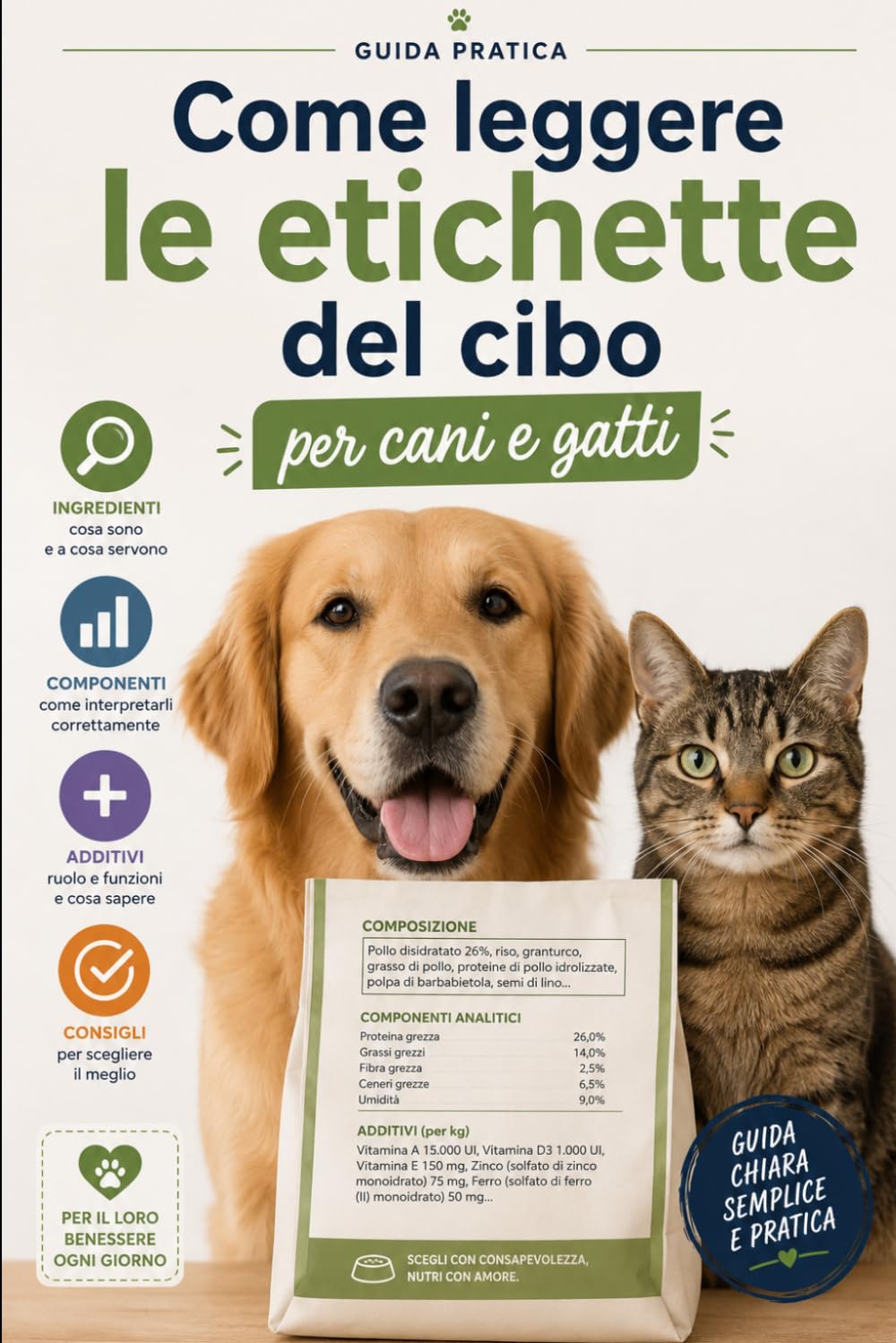 Come Leggere le Etichette del Cibo per Cani e Gatti: Impara a scegliere un'alimentazione più consapevole comprendendo ingredienti, valori nutrizionali ... in etichetta (Guide Pratiche AnimaliSOS)