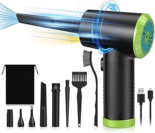 OUOYYO Compressed Air Duster, Upgraded 7600mAH Powerful 91000 RPM Electric Air Duster Dust Off Replaces Can Air Duster Spray- Easy Use Compressed Air Duster for Computer Keyboard Electronics PC