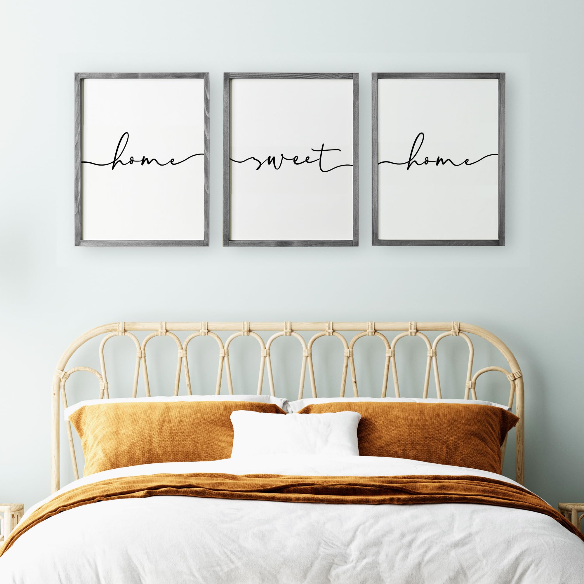 Heiple Set of 3 Framed Farmhouse Home Sweet Home Sign 11â€™â€™x14â€™â€™ Above Bed Wall Decor for Bedroom Decor and Living Room Wall Art Wood Signs (Gray, 11''x14)