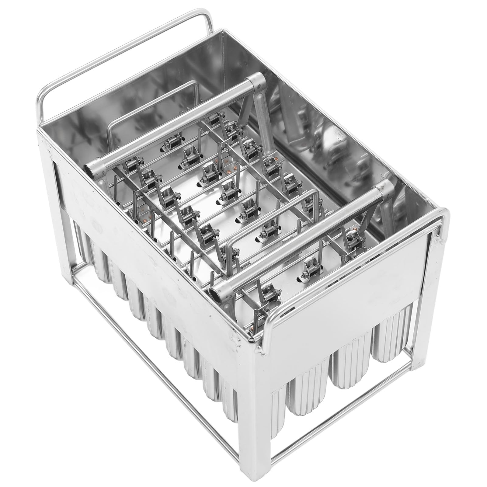 Cocoarm 40 Moldes de Acero Inoxidable para Helado, Molde de Metal para Paletas Heladas con Estante de 365 X 240 X 280 Mm, Reutilizable, Fácil Liberación para Paletas Heladas, Postres de Gelatina,