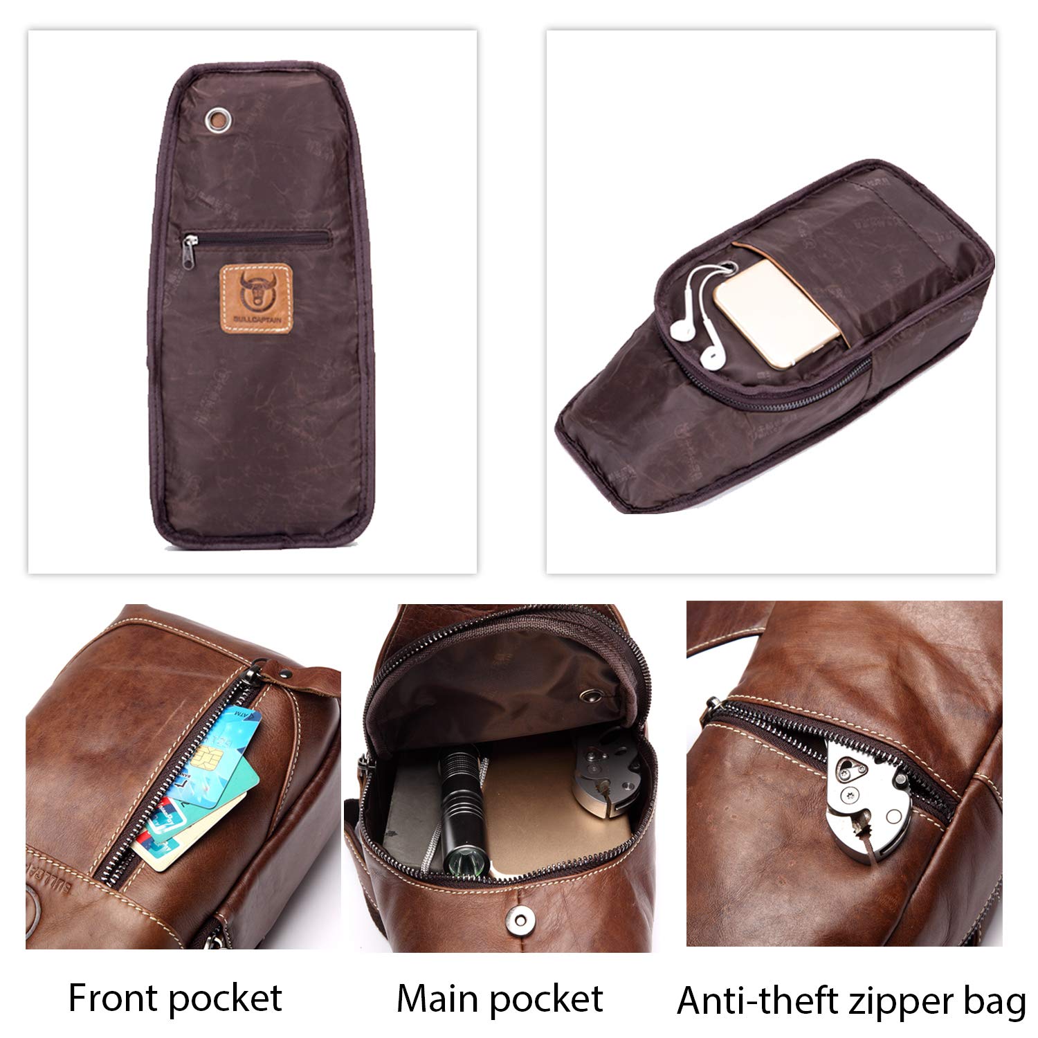 FANDARE Zaino Spalla Zaino Monospalla Uomo Zaino per Ciclismo Sling Bag Pelle Messenger Marsupio Messaggero Petto Spalla per Viaggio Sport Palestra Ciclismo Marsupio Zainetto