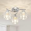 Crystal Ceiling Lights Living Room, 3-Lights Chandeliers Ceiling Light Chrome, Modern Ceiling Lights with Glass Lampshades, Crystal Chandelier for Bedroom, Kitchen Light Ceilings for Hallway [Energy Class D]