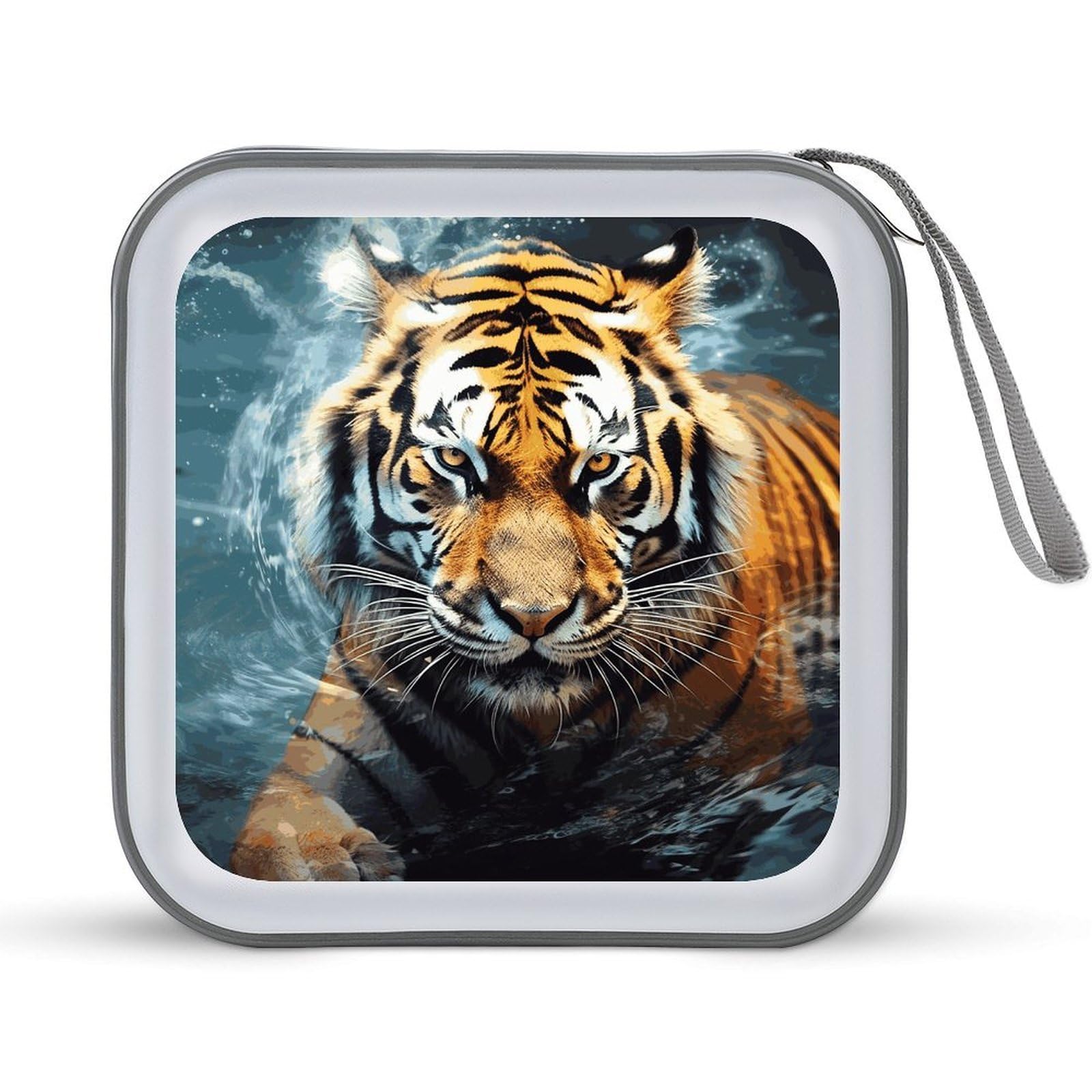 VstaDank Cool Tiger DVD Case 40 Capacity Protective Storage Organizer Binder Booklet Album Portable Disc Wallet Car CD Disc Holder Hard Plastic CD Case CD DVD Case Holder