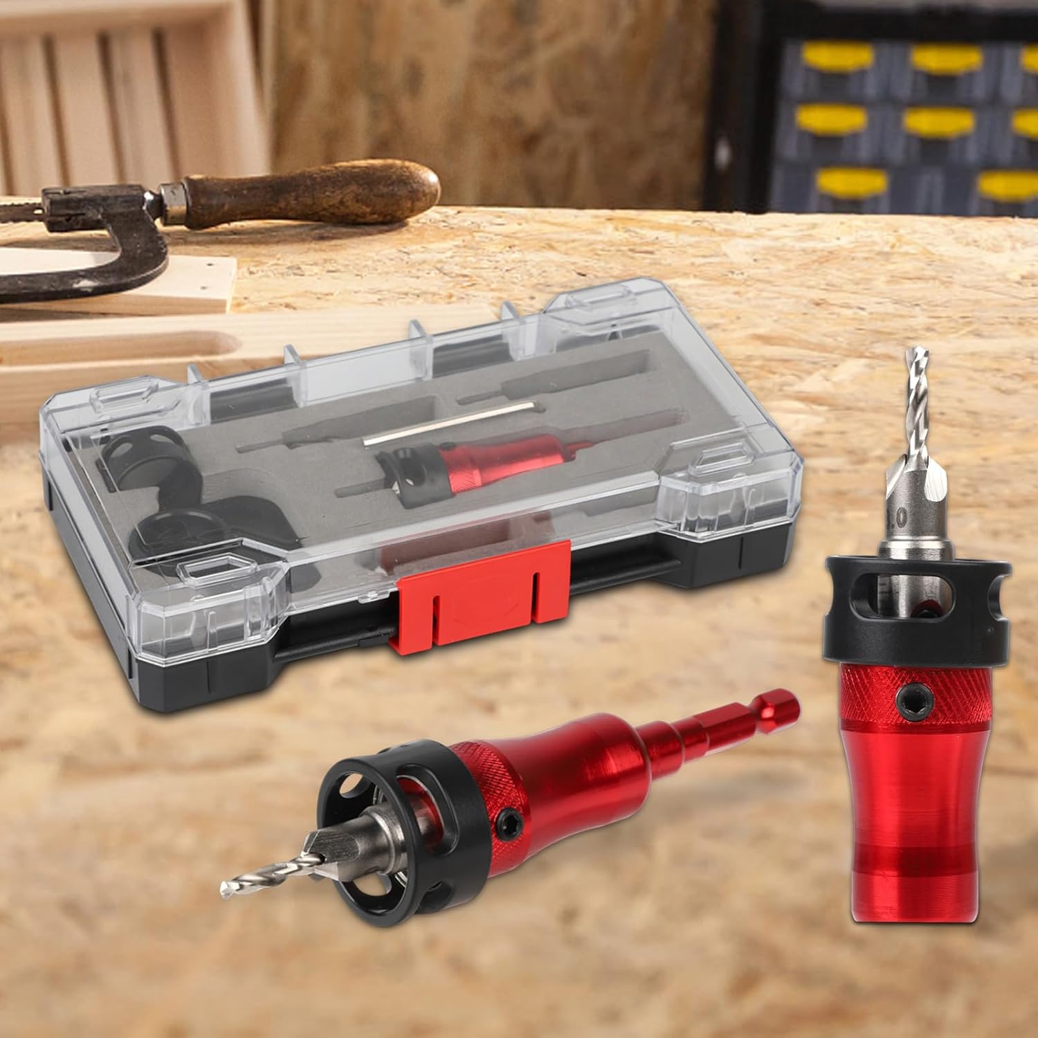 Metal Countersink Drill Bit Set 10-in-1 with Depth Stop, 4 Reversible Heads & Vertical Pilot Adjustable - Hex Shank & Phillips Bit for Hardened Steel/Woodworking