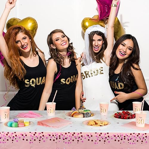 Miniatura 4 de Decoraciones de cumpleaños número 30 para mujer  Total de 194 piezas de vajilla desechable para 24 invitados, incluye platos de papel de 9 pulgadas,