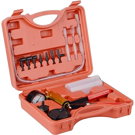 Kit Testeur De Freins 16 Pièces SIXTOL - Pompe à Vide Manuelle, Manomètre - Pour Purge Et Test De Pression (Systèmes Freinage, Capteurs)
