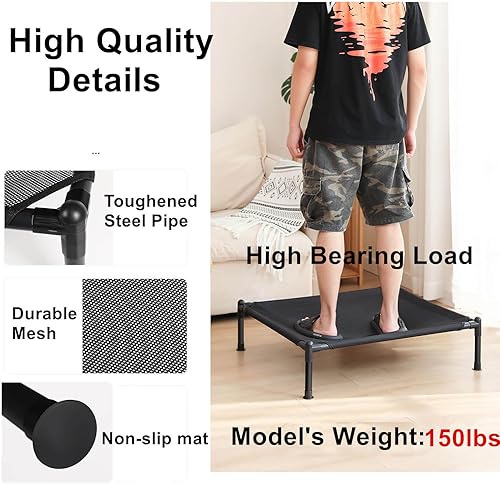 Miniatura 2 de Cama elevada para perros, portátil, para interiores y exteriores, de malla de refrigeración elevada con patas antideslizantes (mediana)