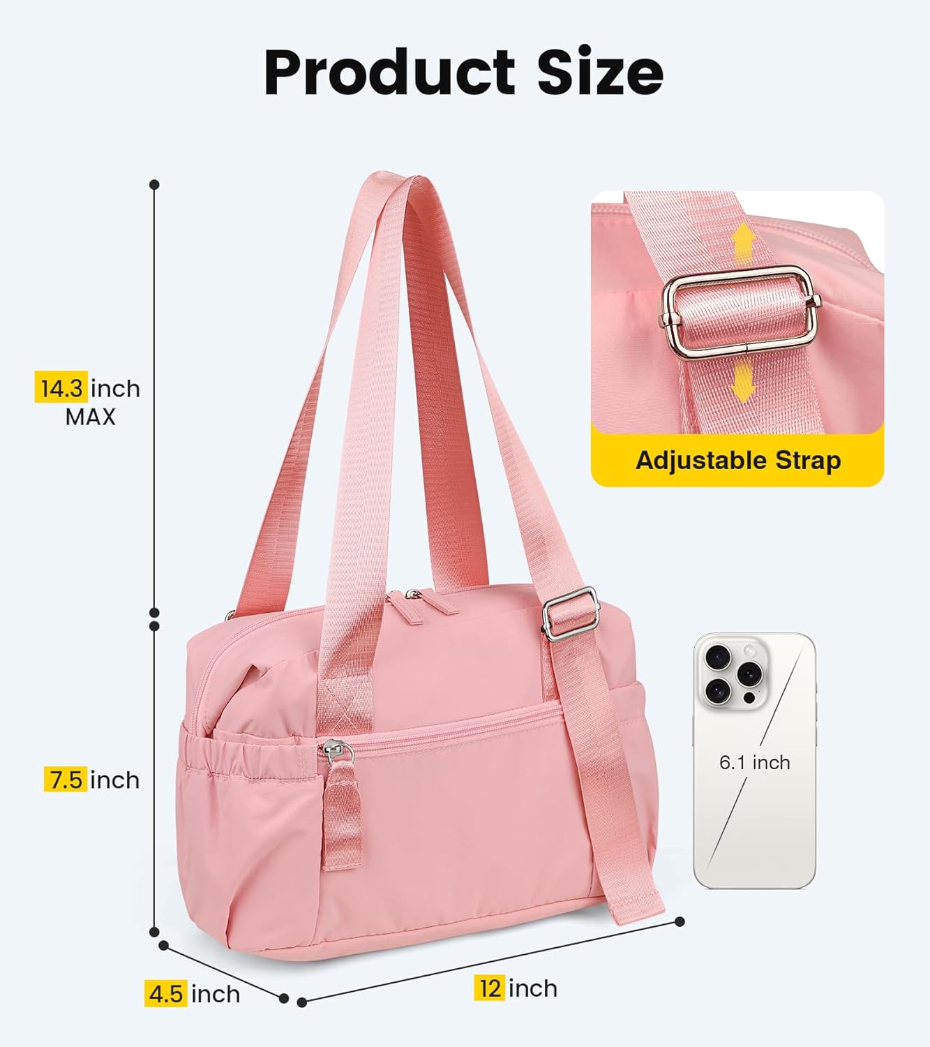 Vorspack Mini Gym Bag for Women - Small Duffle Bag Lightweight Duffel Bag with Wet Pocket Cute Sports Bag for Gym Dance Yoga - Pink - Image 2