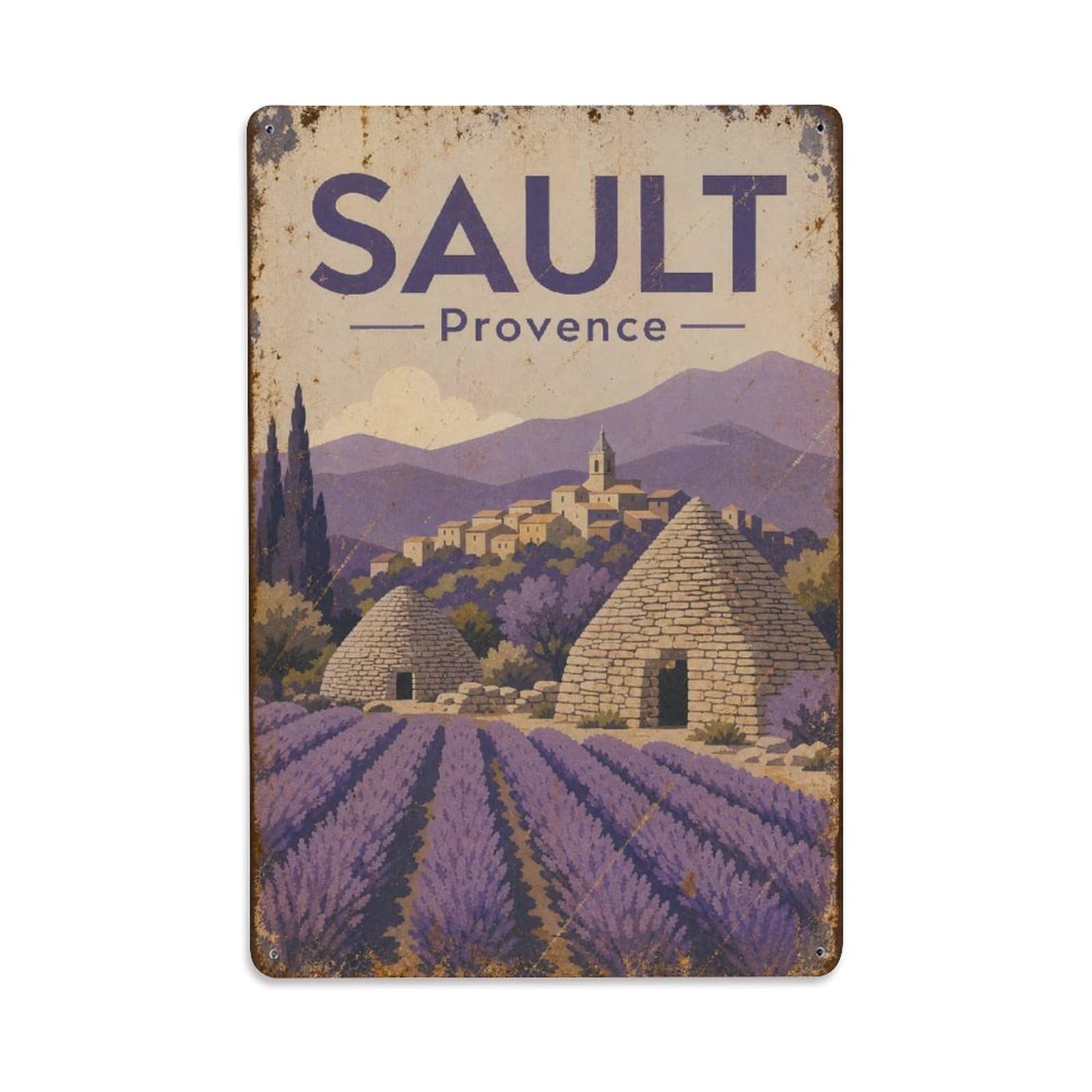 Gead 8X12inch Style Vintage Travel Sault Provence Fields Metal Tin Sign