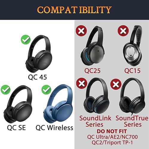 Miniatura 2 de SOULWIT Kit de almohadillas de repuesto para diadema Bose QuietComfort 45 (QC45)QuietComfort SE (QC SE)Nuevos auriculares inalámbricos Quiet