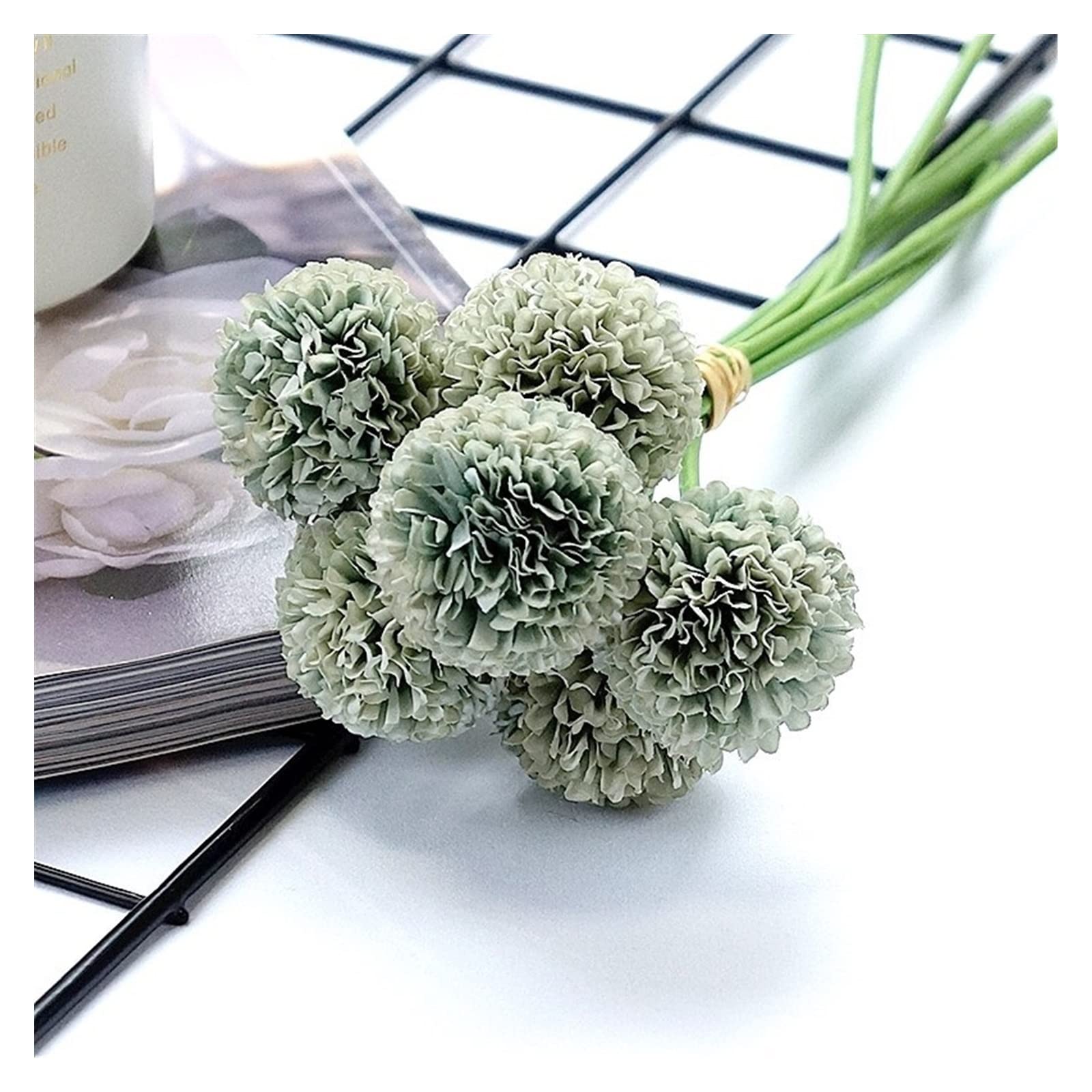 GRFIT Artificial Flowers Plants 6Pcs/bundle mini chrysanthemum flower ball silk Artificial Flowers for Wedding decoration bridal flores Indoor Planter for Home Wedding Office Table Decor (Color : E)