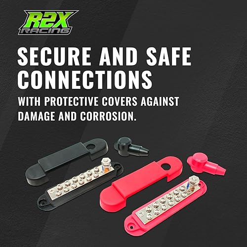 Miniatura 7 de Barra de bus de 12 terminales de distribución de energía con tapas y arandela de bloqueo fabricada en los Estados Unidos  180 amperios de