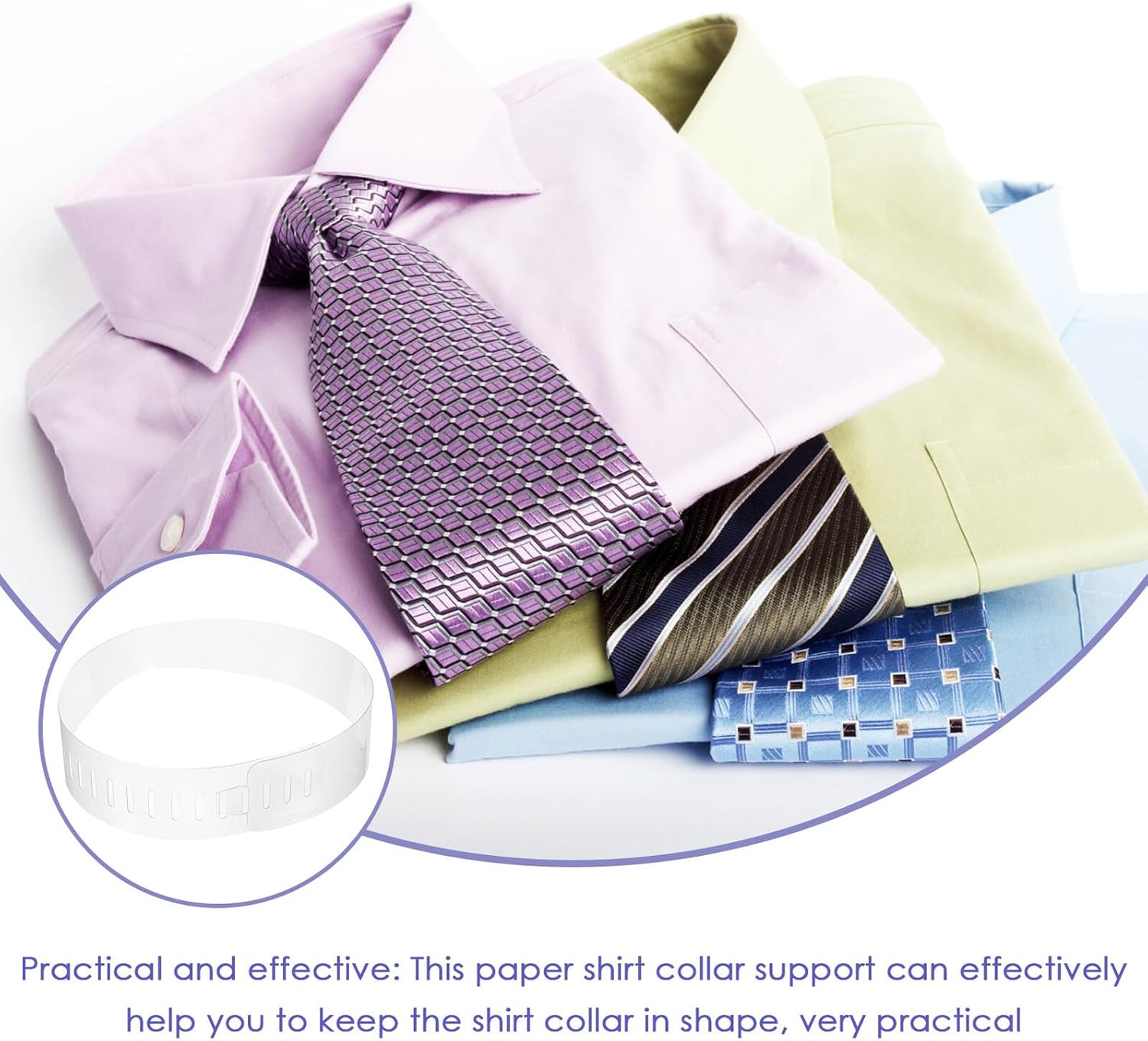 SOLUSTRE 100pcs Transparent Plastic Collar Stays for Men Dress Shirts Flexible Shirt Collar Supports to Maintain Shape and Prevent Deformation Smooth Surface Reusable Inserts for Casual and