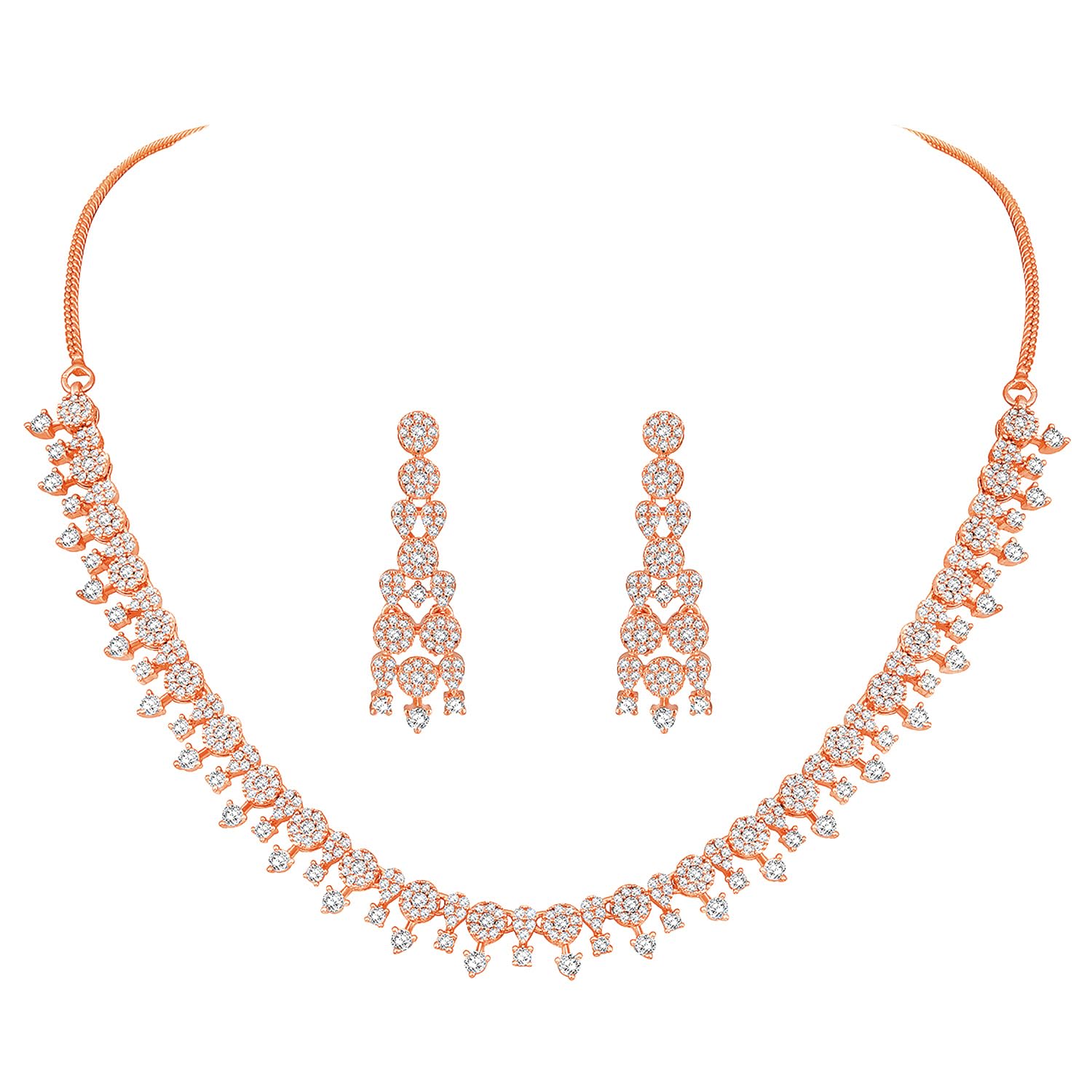 Peora Rose Gold Plated Cubic Zirconia Studded Whispers of Grace Necklace & Drop Earrings Stylish Jewellery Set Gift for Women Girls (B0CSVM5WK7) Amazon Price History, Amazon Price Tracker