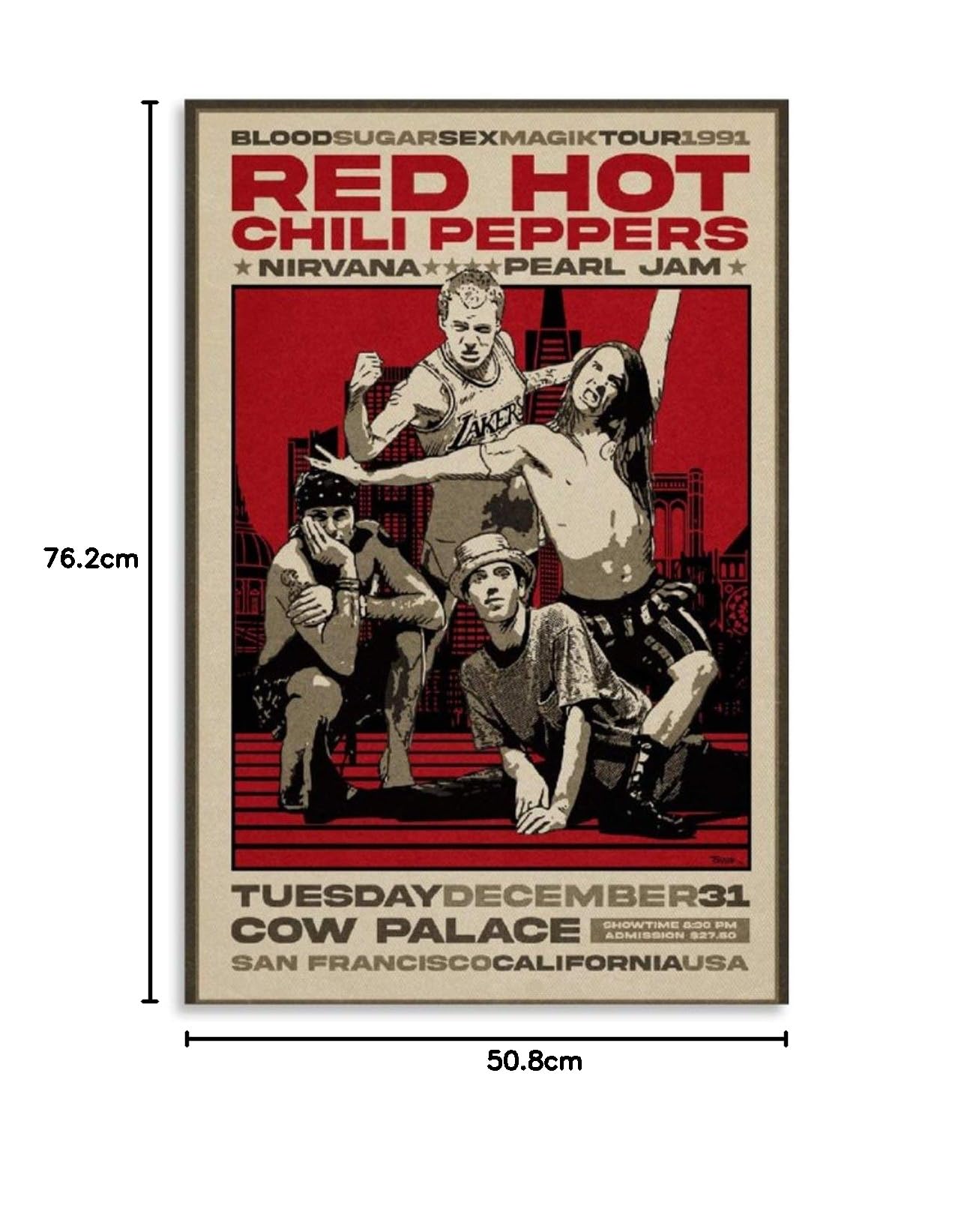Red Hot Chili Peppers ポスター Vintage RED HOT CHILI PEPPERS Tour Poster Subway Size 1990