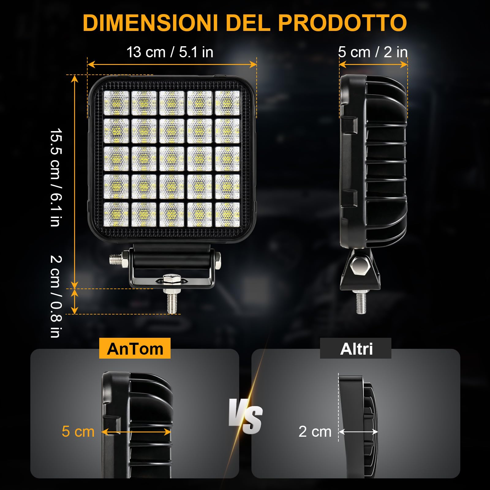 antom Reflektor roboczy LED 172 W, 9-60 V, 108 LED 6500 K, biały i 3000 K bursztyn
