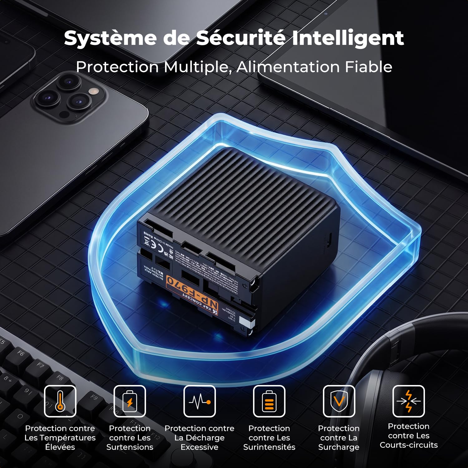 K&F Concept 10500 mAh NP-F970 Batterie Charge Rapide PD 45 W Compatible avec FX30/A7 IV/A7S III et R5/R6 et Z8, et Adaptée à Alimentation des Lumières LED et des Moniteurs