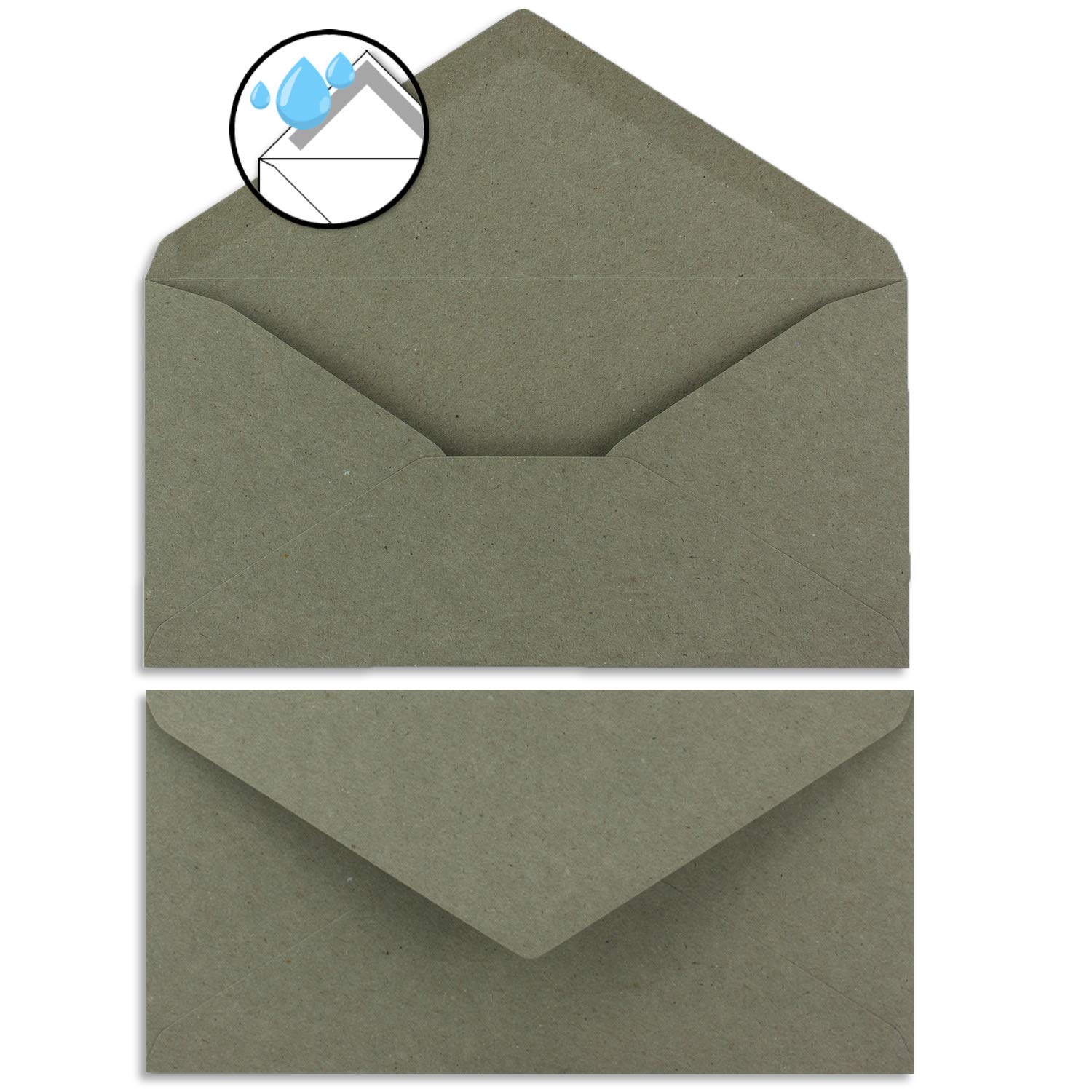 250 juegos de cartas DIN A4 - papel natural en popurrí natural crema con plumas y ramas - con sobres DIN largo en papel kraft gris / verde papelería imprimible ideal para invitaciones de boda