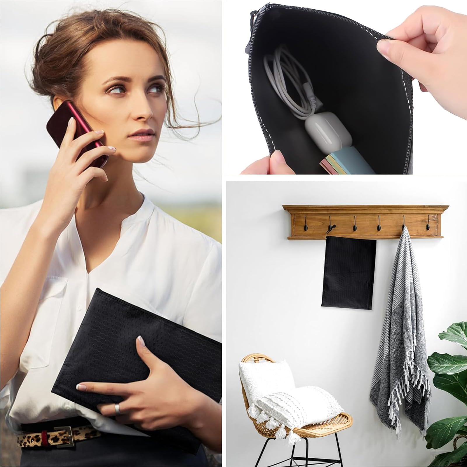Lot De 12 Pochettes De Dépôt Bancaires Noires - 24x18 Cm - PVC étanche - Pour Billets, Documents, Cosmétiques