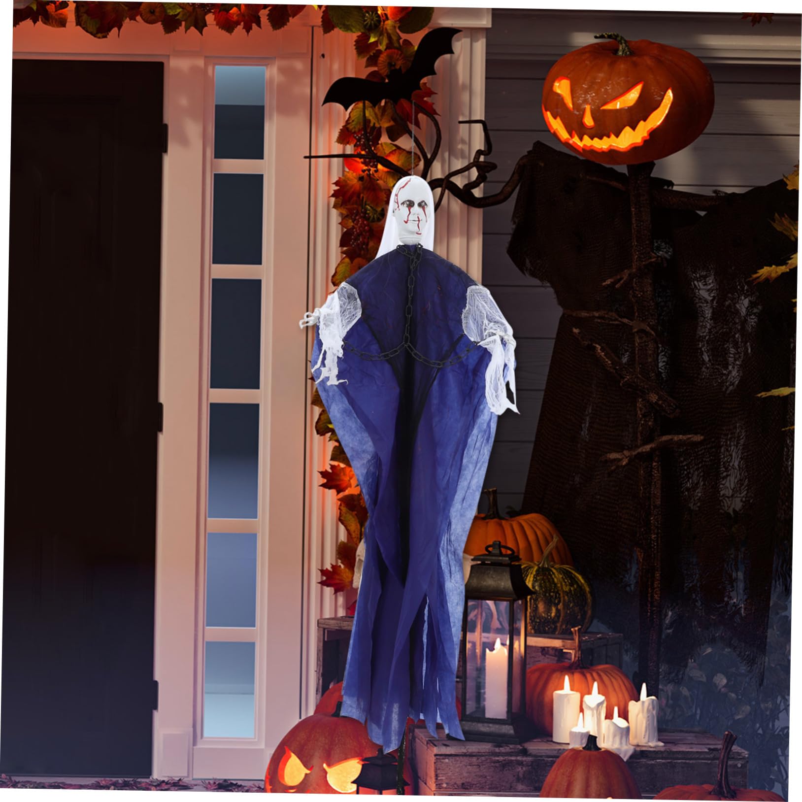 SUPVOX Decorazione Halloween Scheletro Appeso con Occhi LED e Attivazione Sonora Sangue con Per Esterni e Addobbo Spaventoso per e Casa Stregata