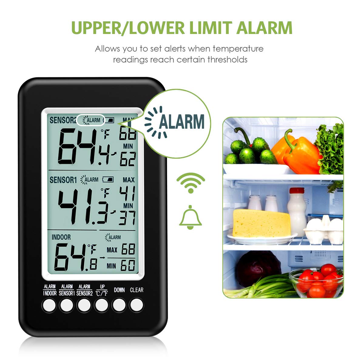 Buy KeeKit Refrigerator Thermometer, Wireless Indoor Outdoor