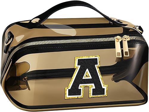 YOOLIFE Monederos transparentes con monograma para mujeres, bolsa de maquillaje personalizada para el estadio, neceser de viaje para mujeres,