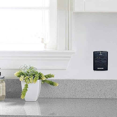 Miniatura 8 de SANUS On-Wall 1080J Protector contra sobretensiones ignífugo de perfil bajo con 6 salidas de CA y 3 líneas de protección, incluye filtro de señal de