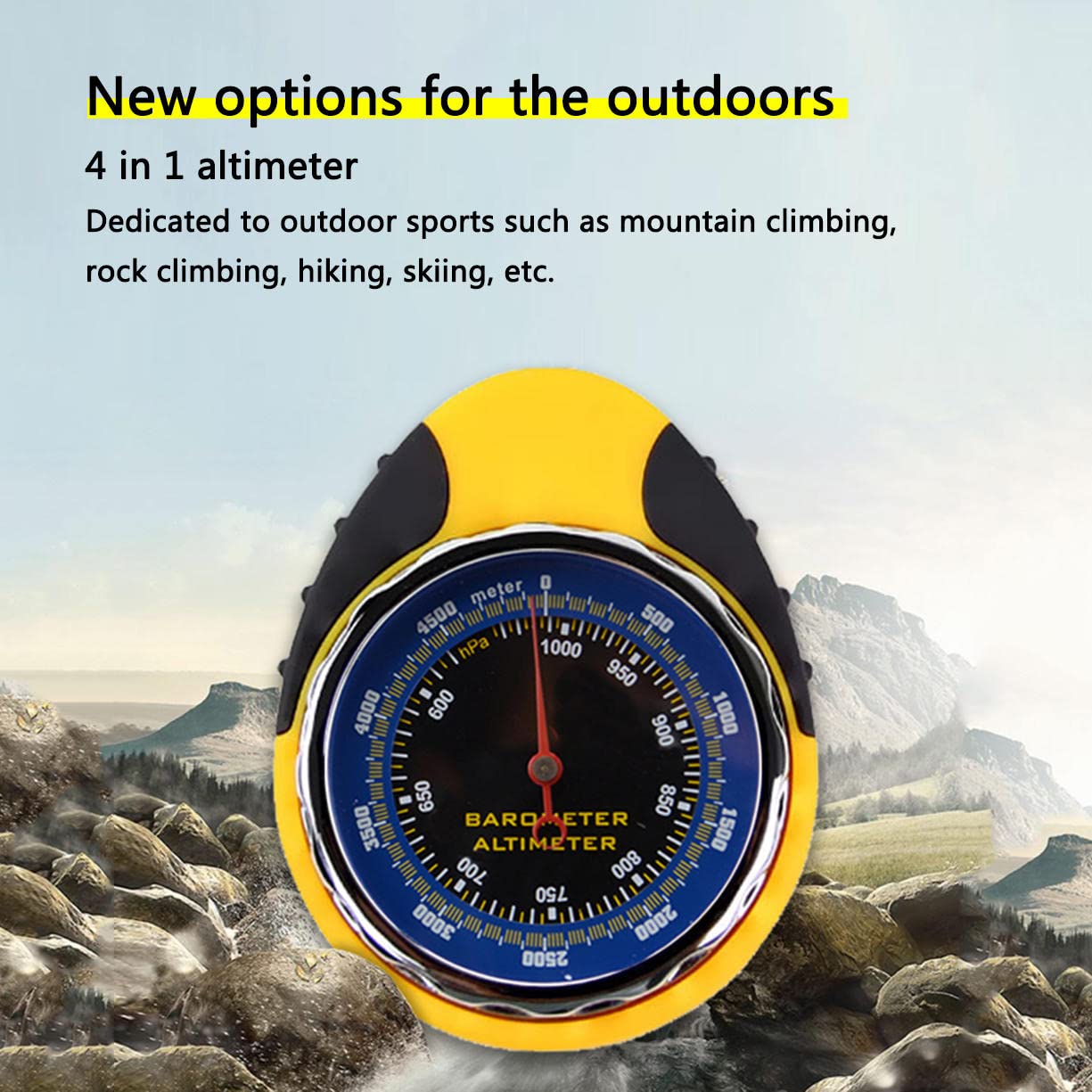 JINYISI Altimeter, 4 in 1 ABS Altimeter, Outdoor Mountaineering Supplies Altimeter Compass Compass, Outdoor Mountaineering Supplies