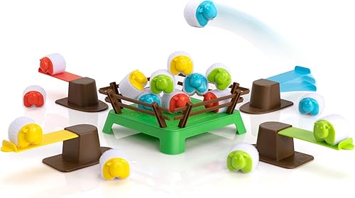 Fat Brain Toys Heap-O-Sheep - Juego de mesa familiar para niños y adultos, juego de catapultar ovejas, 6 a adultos, 2 a 4 jugadores