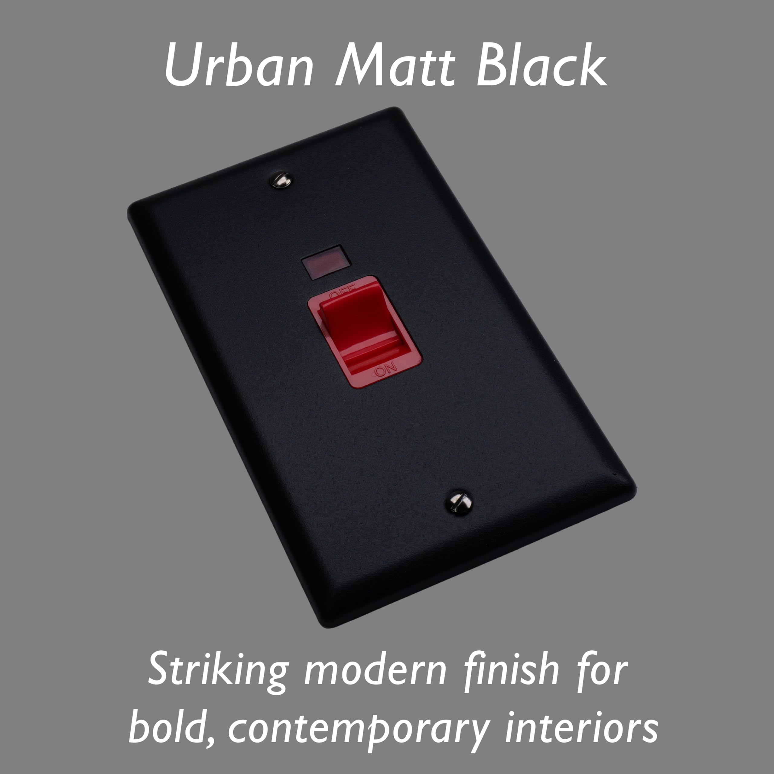 Varilight Vertical Cooker Switch with Neon - Urban/Vogue Matt Black with Red Insert, XY45N.MB, 150x91x35mm - Image 3