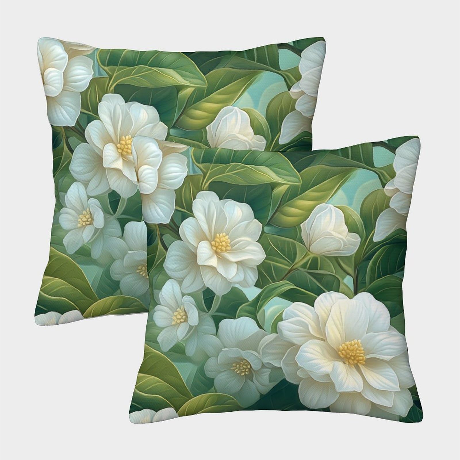 kaiyun 2 Pack Digital Printing 3D Beautiful Flowers.Jasmine Theme Square Cushion Cover 40x40cm Suitable for Outdoor Home Bed Decoration Pattern