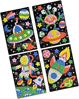 4 Pçs Adesivos De Quebra-Cabeça De Diamante Para Crianças Quebra-Cabeças Em Massa Para Crianças Arte De Adesivo De Mosaico Para Crianças Fotos De Adesivo De Mosaico Material De