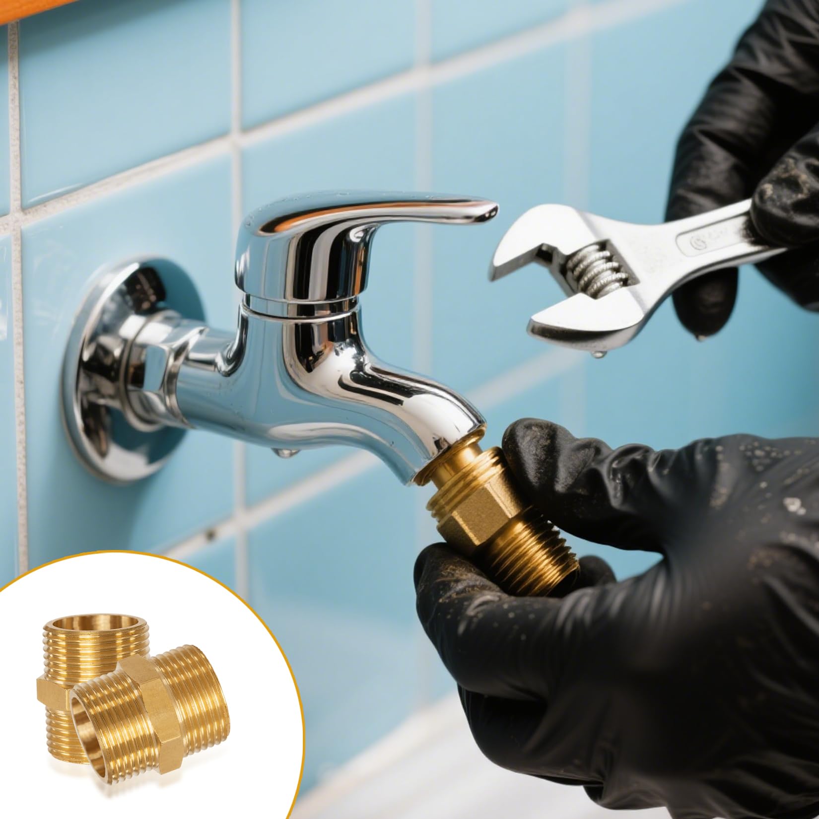 4 Pz Raccordo per Tubi, Connettori Dritti in Ottone, Maschio 3/4", Connettore Doppio Nipplo, Raccordo Filettato in Ottone, Filettatura Maschio BSP da 3/4", Raccordi a Vite per Tubi