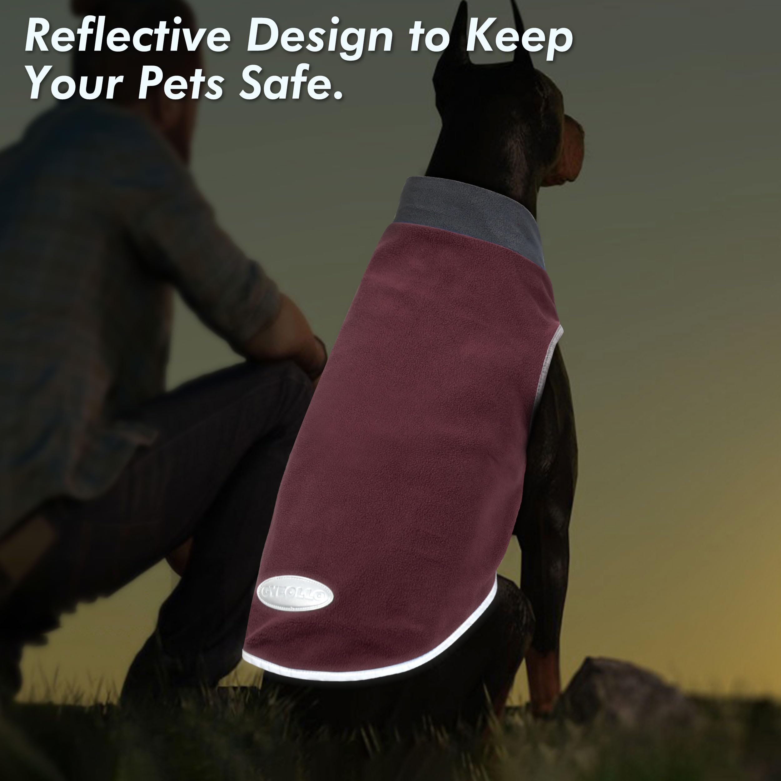 cyeollo Paquete de 2 suéteres de forro polar para perro con rayas reflectantes, suéteres elásticos y ligeros, ropa cálida para perros pequeños, talla M, rosa y gris