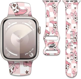 Silicone Watch Band Compatible with Apple Watch 38mm 40mm 41mm, Adjustable Soft Replacement Strap for Women Men, Compatible with iWatch Ultra2/1 SE Series 10 9 8 7 6 5 4