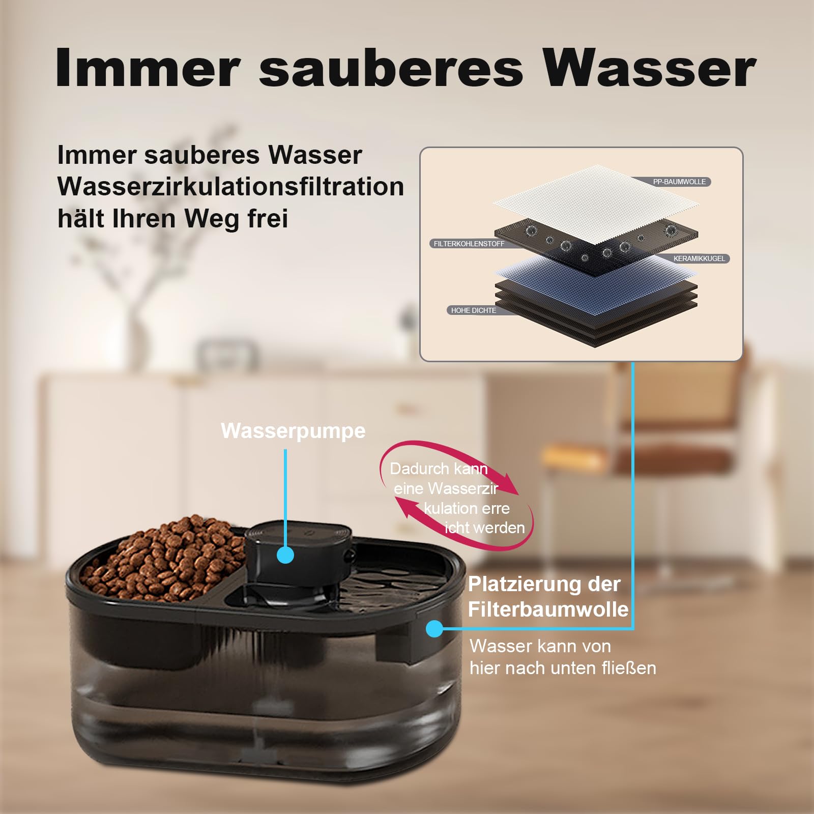 Automatischer Trinkbrunnen für Katze,Katzenbrunnen Kabellos mit Bewegungsmelder,Trink- und Fütterungsautomat für Katzen mit 4,5 Litern, Wasserspender für Katzen, Futterautomat für Haustiere